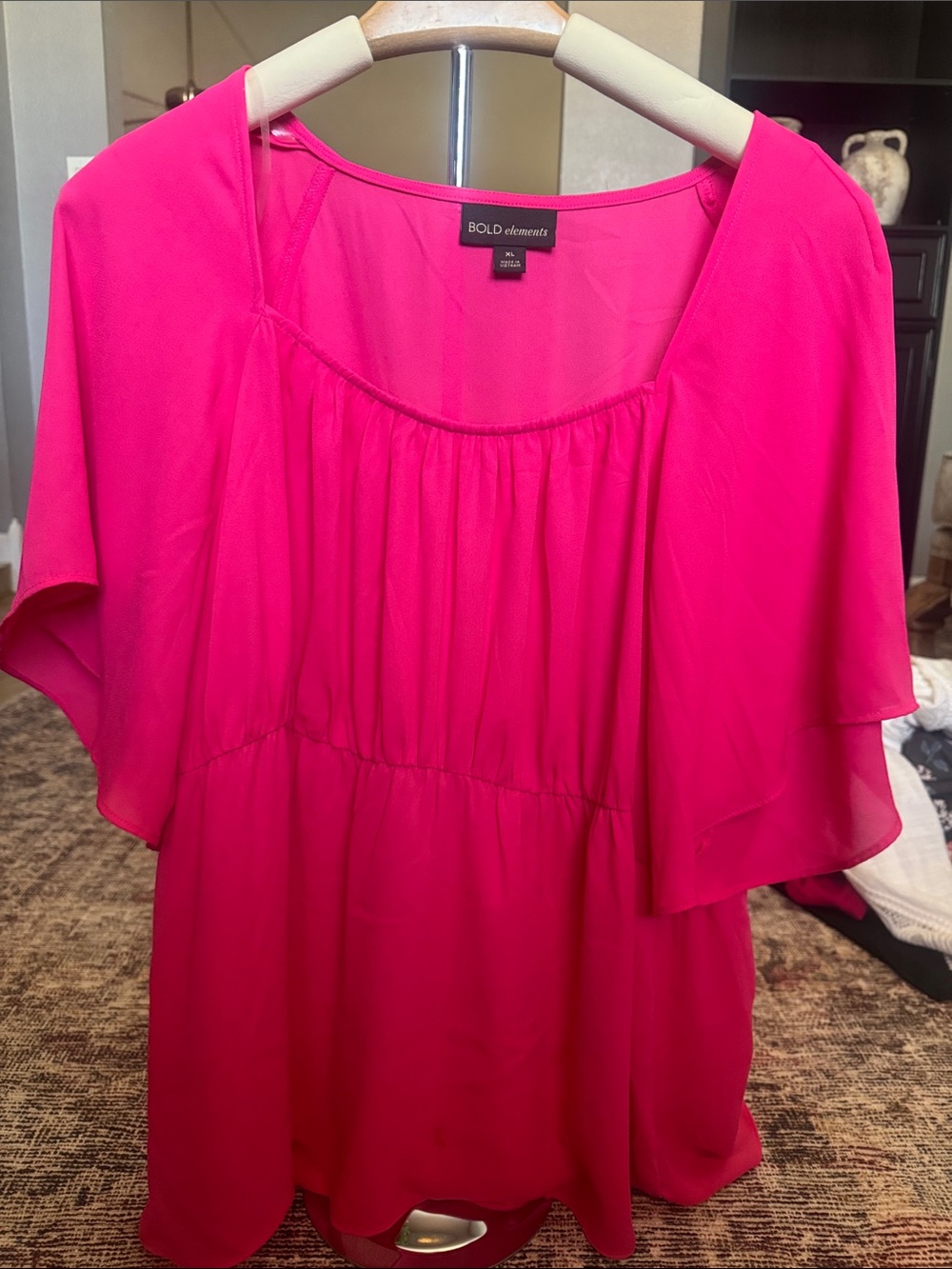 BOLD elements Hot Pink Flutter Sleeve Blouse